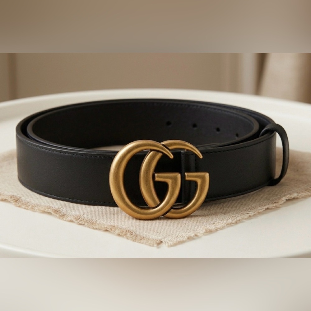 GG Marmont belt with gold hardware.  Size 30-33. - Picture 3 of 11